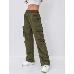 Outfitize International Bulk Women Cargo Pants Wholesale Satin Fabric Luxury Smooth Streetwear Trousers Custom Branding Bulk - Product Image 5