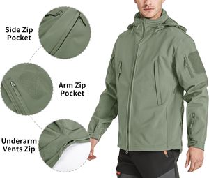 Veste softshell homme pour l'extérieur, résistante à l'eau, respirante, coupe-vent, fermeture éclair intégrale, veste de performance pour les sports d'aventure et le travail - Product Image 2
