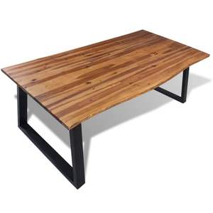 Mesa de Comedor Grande y Resistente de Madera de Acacia Sólida Marrón y Negra, Nueva e Impresionante - Product Image 2