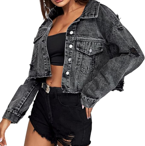Chaquetas Transpirables 100% Algodón, Chaqueta Vaquera para Mujer, Chaqueta de Mezclilla de Manga Larga, Ropa de Mujer - Product Image 2