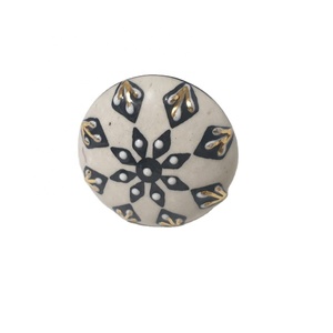 Black and White Ceramic <b>Knobs</b> Kitchen Hand Painted Floral Antique Usage Home Dresser <b>Door</b> Cabinet Handmade <b>Decorative</b> Turquoise - Product Image 1