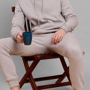 Ensemble de survêtement beige personnalisé pour homme, sweat-shirt en molleton de coton et pantalon de jogging, vêtements de sport décontractés pour l'automne et l'hiver - Product Image 4