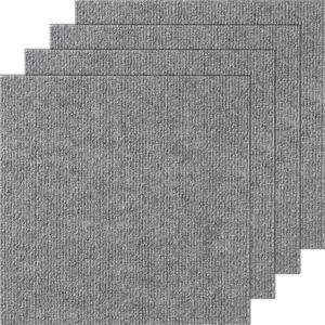Carreaux de tapis gris clair 12 \ "x 12 \" Carrés auto-adhésifs à peler, rembourrés doux, faciles à faire soi-même, pour intérieur et extérieur, pour chambre à coucher - Product Image 1