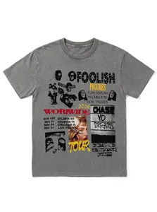 T-shirt unisexe pour adulte à manches courtes en jersey 100% coton lavé vintage, col rond, impression numérique - Product Image 3