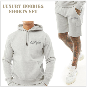 Nuevo Conjunto de Verano de Lujo para Hombre, Talla Grande, Dos Piezas, Sudadera con Capucha y Pantalones Cortos, Estilo Urbano, Secado Rápido, Transpirable, Felpa Francesa - Product Image 5