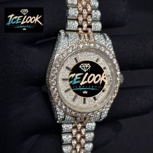 Reloj Mecánico Ice Look con Bisel de Cristal en Dos Tonos, Reloj de Pulsera, Joyería de Moda para Hombre - Product Image 3