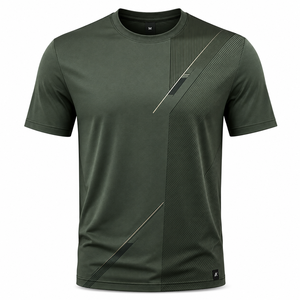 Camisetas Formales Extra Grandes para Hombre, Transpirables, de Poliéster/Algodón, Cuello Redondo, Manga Corta, Secado Rápido, Tejido de Punto, Color Sólido, Precio al por Mayor - Product Image 1