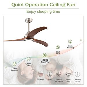 Ventilatore da Soffitto con Pale in Legno Massello da 52 Pollici, Luce, Telecomando, 6 Velocità, 3 Colori, Motore Silenzioso Reversibile per Patio e Soggiorno - Product Image 6
