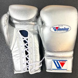 New Winning Silver Laced Up Boxing Sparring Fighting Real Brand New Gloves For Sale Factory Manufacturer Martial Arts Wholesale - Product Image 1