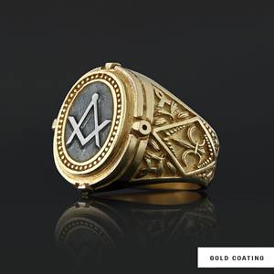 Bague Maçonnique BOJ 025 Personnalisée Unisexe, Bague Chevalière Maître Maçon du Texas, Style Hip Hop Argenté, Prix Bas - Product Image 5