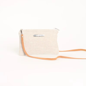 Bolso Bandolera Bohemio Minimalista de Lino con Correa de Cuero, Cierre de Cadena Ecológico, 22x14cm, Pequeño Bolso de Mano para Mujer - Product Image 1
