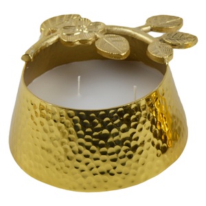 Gold Wax <b>Candle</b> Metal <b>Jar</b> Decorative Design Leaf Design <b>Candle</b> <b>Jar</b> Indoor Home Decor Design Wax <b>Candle</b> Holder - Product Image 2