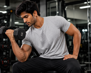 T-shirt sportif slim fit pour homme, 100% coton jersey, couleur unie, respirant, 180 grammes, pour entraînement et activités de gym - Product Image 3