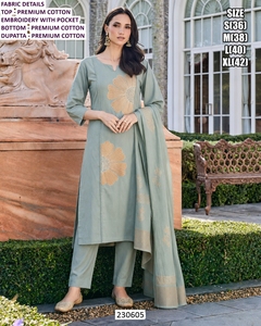 Traje Tradicional de Algodón para Mujer, Estilo Diwali, Largo hasta el Suelo, Marca Aab E Noor - Product Image 3
