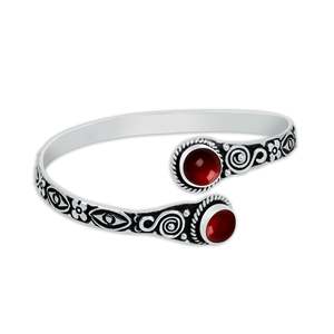 Handmade Fine <b>Silver</b> Bohemian Style Women's Fashion Gift <b>Bracelet</b> Brass Graceful <b>Solid</b> <b>Silver</b> Plated Garnet Geometric Gemstone - Product Image 2