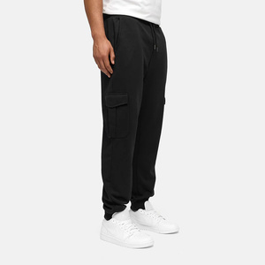 Men's <b>Black</b> Cargo Sweatpants Elastic Waist Drawstring Casual Joggers Multiple Pockets Midweight Cotton Autumn Wear - Product Image 4