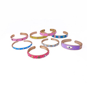 EL JOYERO Bracelet élégant pour femme, émail bleu, accents de CZ, plaqué or, réglable, tendance, bracelet en laiton, bijoux - Product Image 5