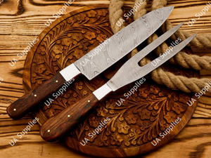 Couteau à découper et à trancher le brisket pour barbecue, ultra-affûté, professionnel, en acier Damas, avec fourchette, personnalisable OEM/ODM - Product Image 3