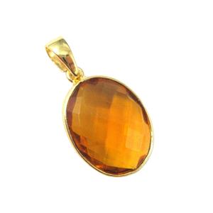 Bezel <b>Pendant</b> With <b>Bail</b> Citrine Quartz Gold Plated Vermeil Bezel <b>Pendant</b> Ready for Necklace Oval Shape <b>Pendant</b> - Product Image 1
