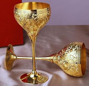 Premium Brass Wine Glass Set Handmade Gold Finish Goblets Luxury <b>Drinkware</b> for Wedding Party Bar Decor Gift - Product Image 6