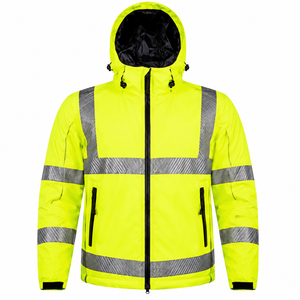 <b>High</b> <b>Visibility</b> Safety <b>Jacket</b> Black Yellow Reflective Stripes Full Zip <b>Softshell</b> Workwear Wholesale OEM - Product Image 1