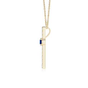 4.6 Gram 14k <b>Gold</b> Natural 6mm 0.75 Ctw Blue Sapphire Center Stone And 1.37 Ctw Diamond Cross <b>Pendant</b> New Arrival Christmas Gift - Product Image 2