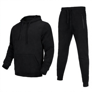 Ensemble de survêtement décontracté pour homme, bleu clair, à capuche, manches longues, coupe classique, pantalon uni, en coton respirant, idéal pour l'automne - Product Image 2