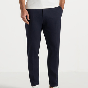 <b>Men's</b> Customizable <b>Navy</b> Blue Straight Leg <b>Jogger</b> Pants Midweight Cotton Smart Casual Plus Size High Quality Side Pockets Elastic - Product Image 1