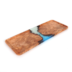 Creative Resin Kungfu Tea Cup Solid Wood Platter Crystal <b>Epoxy</b> Wood Resin Dried Fruit Serving Tray - Product Image 2