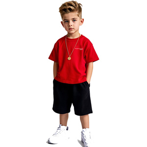 Vêtements pour garçons de haute qualité, t-shirts 100% coton, t-shirts personnalisés à col rond pour garçons et filles, ensembles de shorts, t-shirts bébé. - Product Image 3