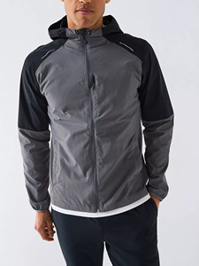Veste coupe-vent légère à capuche pour homme  Noms alternatifs : * Veste de course imperméable pour homme * Veste coupe-vent sport bicolore - Product Image 3