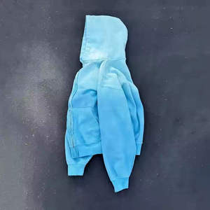 KIVOTECH Sweat à capuche zippé 100 % coton pour homme, motif uni, impression personnalisée, effet délavé soleil, polaire, style urbain pour homme - Product Image 5