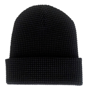 Whole Sale Classic Charcoal Grey Waffle Knit Beanie <b>Hat</b> Warm Stretch <b>Thermal</b> Winter Skull Cap with Folded Cuff for Men - Product Image 2