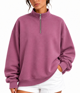 Sweat-shirt oversize pour femme Minimal Club à col montant, style streetwear, bleu, avec lettres en relief, épaules tombantes, tricoté et brodé - Product Image 3