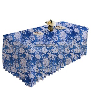 100% Cotton Hand Block Print Material <b>Rectangle</b> Shape Floral Design Pleated Table Cloths With Customized Logo - Product Image 1
