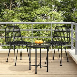 Juego de 2 Sillas de Jardín de Acero Negro y Polietileno - Product Image 1