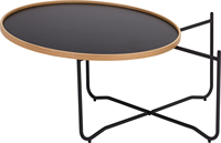 Table basse moderne élégante et durable LUOOMA, structure en bois courbé naturel, base en acier robuste en forme de X, garantie 1 an, multi-usages