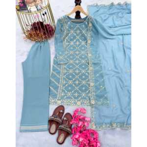 Georgette เสื้อพลาสโซ & ชุด dupatta สำหรับงานปาร์ตี้สวมใส่มีสไตล์ foux - Product Image 5