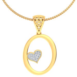 Pendentif cœur en or jaune et diamants avec design cercle ouvert pour femme, idéal pour le quotidien - Product Image 1