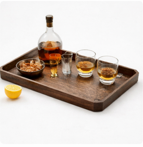 Hand-Carved Black <b>Walnut</b> Wood Serving Tray Japanese Style Cut-Corner Decorative Platter For Tea <b>Coffee</b> & Food Eco-Friendly - Product Image 5
