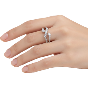 แหวนเพชรทรงไขว้สำหรับผู้หญิง เงินแท้ 925 ทองคำขาว 10K/14K เพชรสร้างในห้องปฏิบัติการ แหวนวันครบรอบ แหวนหมั้น - Product Image 3
