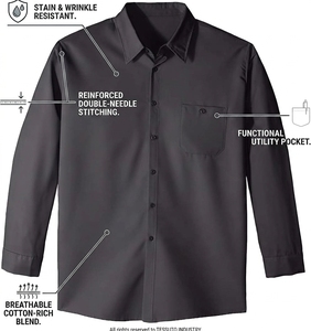Chemise de travail pour homme à manches longues en mélange de coton respirant, impression personnalisée, uniforme de sécurité d'entreprise, vente en gros - Product Image 2