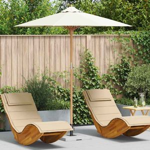 Parasol de jardin en bambou blanc crème 270 x 260 cm avec base - Product Image 1