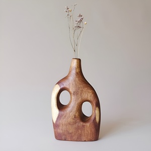 Vase en bois à prix abordable, décoratif et artistique, style nordique, pour table, idéal pour salon, cadeau de pendaison de crémaillère - Product Image 3