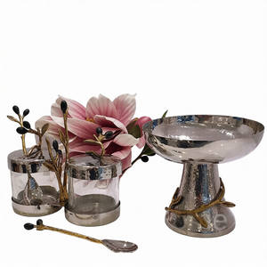 Juego de 2 pulidos brillantes con bote de cucharas, tarro de almacenamiento de cocina de Metal de acero inoxidable de aluminio, bote de textura martillada - Product Image 1