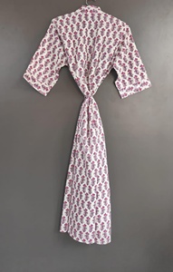Lot en gros de robes kimono en coton indien imprimé avec ceinture, robes unisexes pour l'hiver et l'été, robes longues faites à la main, vêtements de nuit pour femmes - Product Image 6