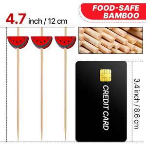 Palillos de Bambú Hechos a Mano para Cócteles, 100 Unidades, 4.7 Pulgadas, Decoración de Sandía, Palillos para Dientes - Product Image 2