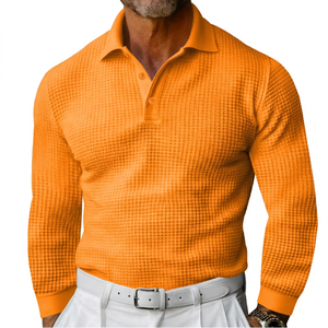 Men's Long Sleeve Knitted <b>Polo</b> <b>Shirt</b> Solid <b>White</b> Breathable Smart Casual Style Regular Fit Cotton Fabric - Product Image 6