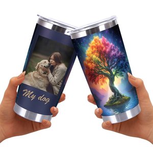 Stainless Steel Tumbler 20oz Double Wall <b>Insulated</b> Portable Travel <b>Cup</b> With Colorful Tree Design - Product Image 2