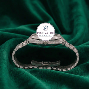 นาฬิกา Pragalbh Jewels รุ่นหรูหราประดับเพชรเต็มเรือน สไตล์ AP ระบบออโตเมติก ตัวเรือนสแตนเลสสตีล สำหรับผู้ชาย - Product Image 4